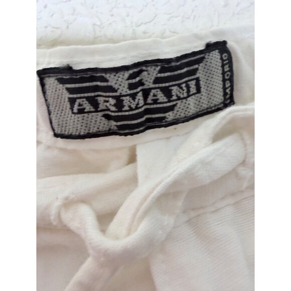 Armani Wide Leg Pants Womens Size XS (25 X 28) White Cotton Drawstring Resort Ca - Picture 2 of 11